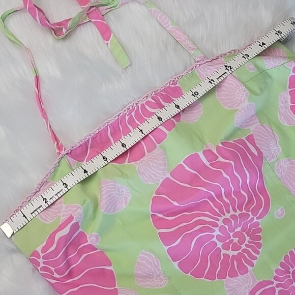 LILLY PULITZER Pink Nautilus Shell Print Strapless Halter Cotton Sheath Dress 4 - Picture 6 of 10